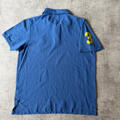 Polo Ralph Lauren Womens Y2K Blue/ Yellow Polo Shirt Size L Big Pony          -D50