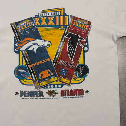 Vintage 1999 NFL Super Bowl White Graphic Tee Size M Mens                 -I60