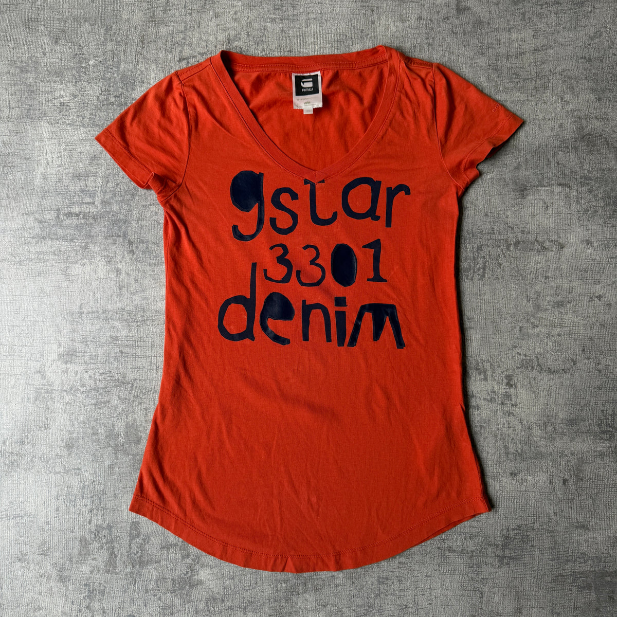G-Star Raw Y2K Womens Orange Graphic Baby Tee Size XS Womens V-Neck               -E67