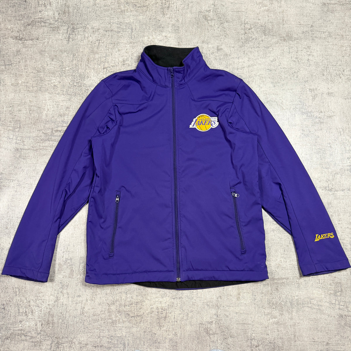 LA Lakers NBA Zip Jacket Fits Size L Mens Purple Fleece Lined                 -D23