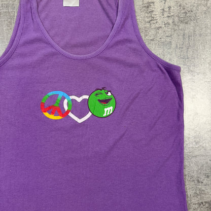 Vintage M&M Womens Purple Graphic Singlet Size 2XL Womens Tank Top            -I48