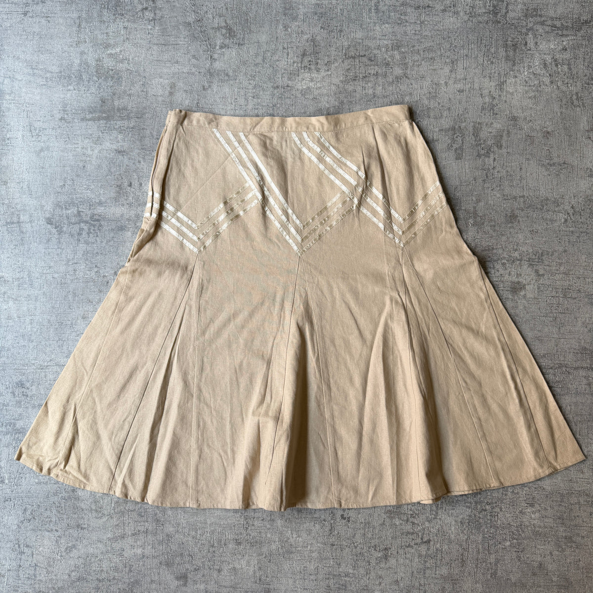 Silhouette Vintage Pleated Maxi Skirt Size 12 Womens Beige              -B59