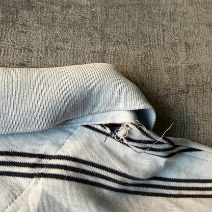 Tommy Hilfiger Mens Striped Polo Shirt Size L Mens Y2K Light Blue         -D55
