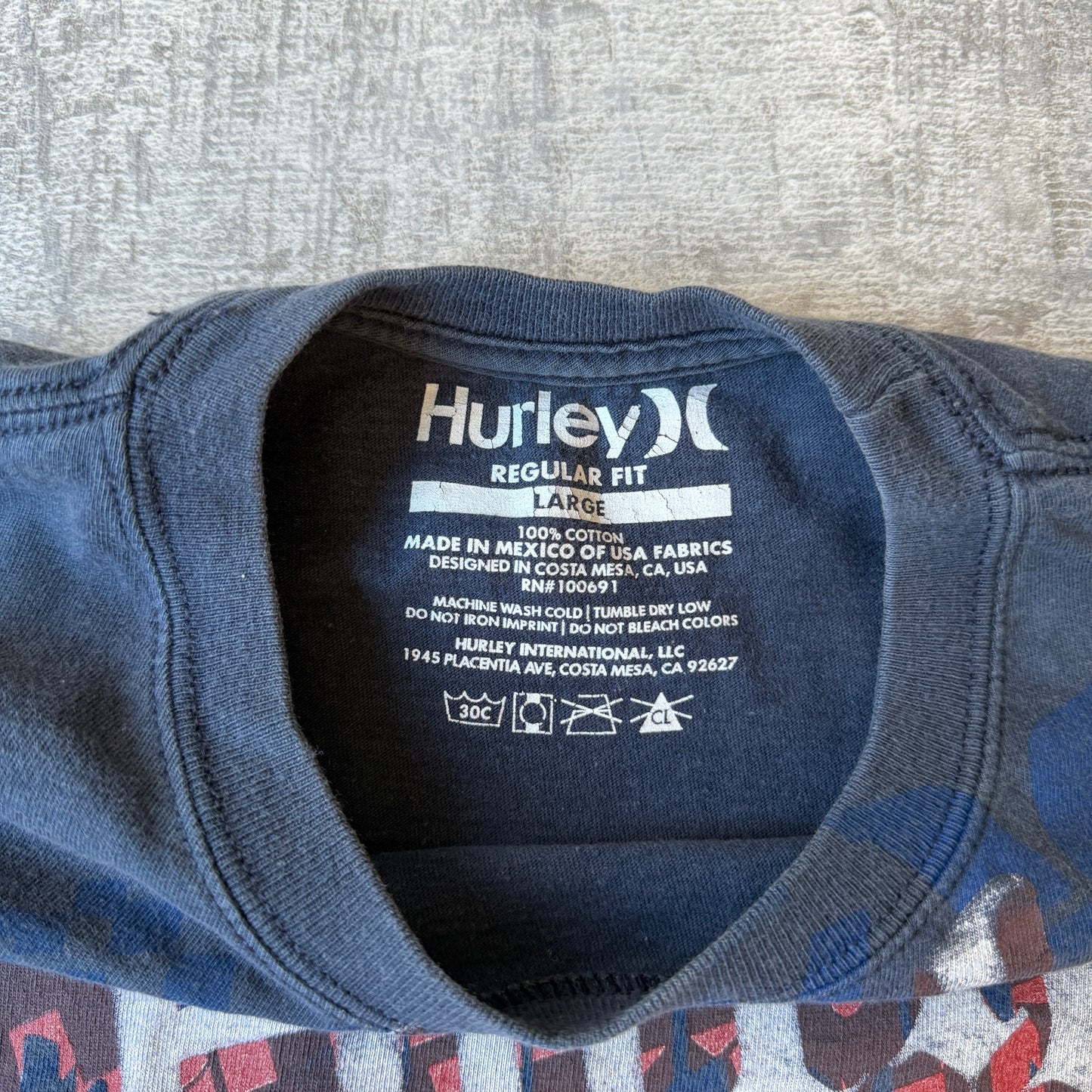 Hurley Mens Black Y2K Graphic T-Shirt Size L Mens Checkered Logo               -F52