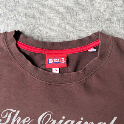Lonsdale Y2K Brown Graphic T shirt Size S Mens Short Sleeve       -A33