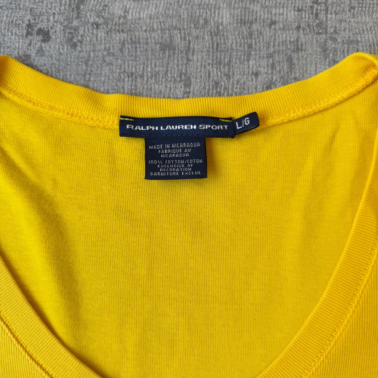 Ralph Lauren Sport Womens Y2K Yellow Top Size L V-Neck                -E60