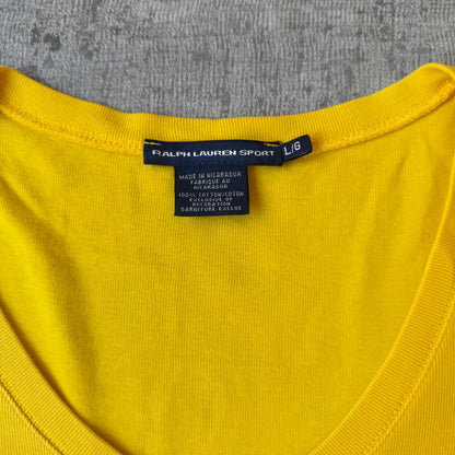 Ralph Lauren Sport Womens Y2K Yellow Top Size L V-Neck                -E60
