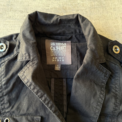 ESPRIT Womens Y2K Cargo Jacket Size 6 Black Utility Jacket                    -C18