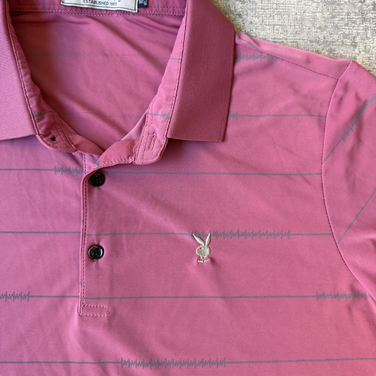 Playboy Vintage Mens Pink Polo Shirt Size Fits S-M Mens          -F51