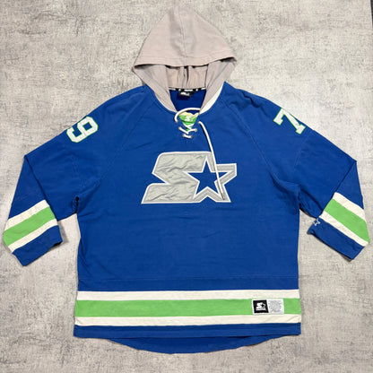 Vintage Starter Hockey Hoodie Size XL Mens Blue Green                -D19