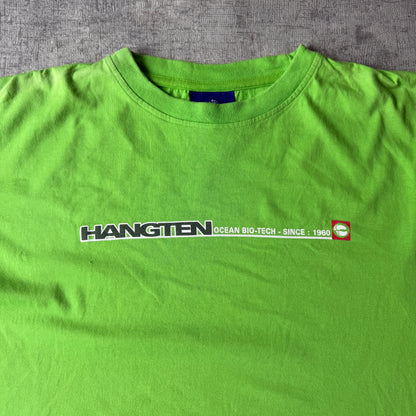 Hang Ten Y2K Graphic Surf T-Shirt Size L Mens Lime Green Tee                       -E52
