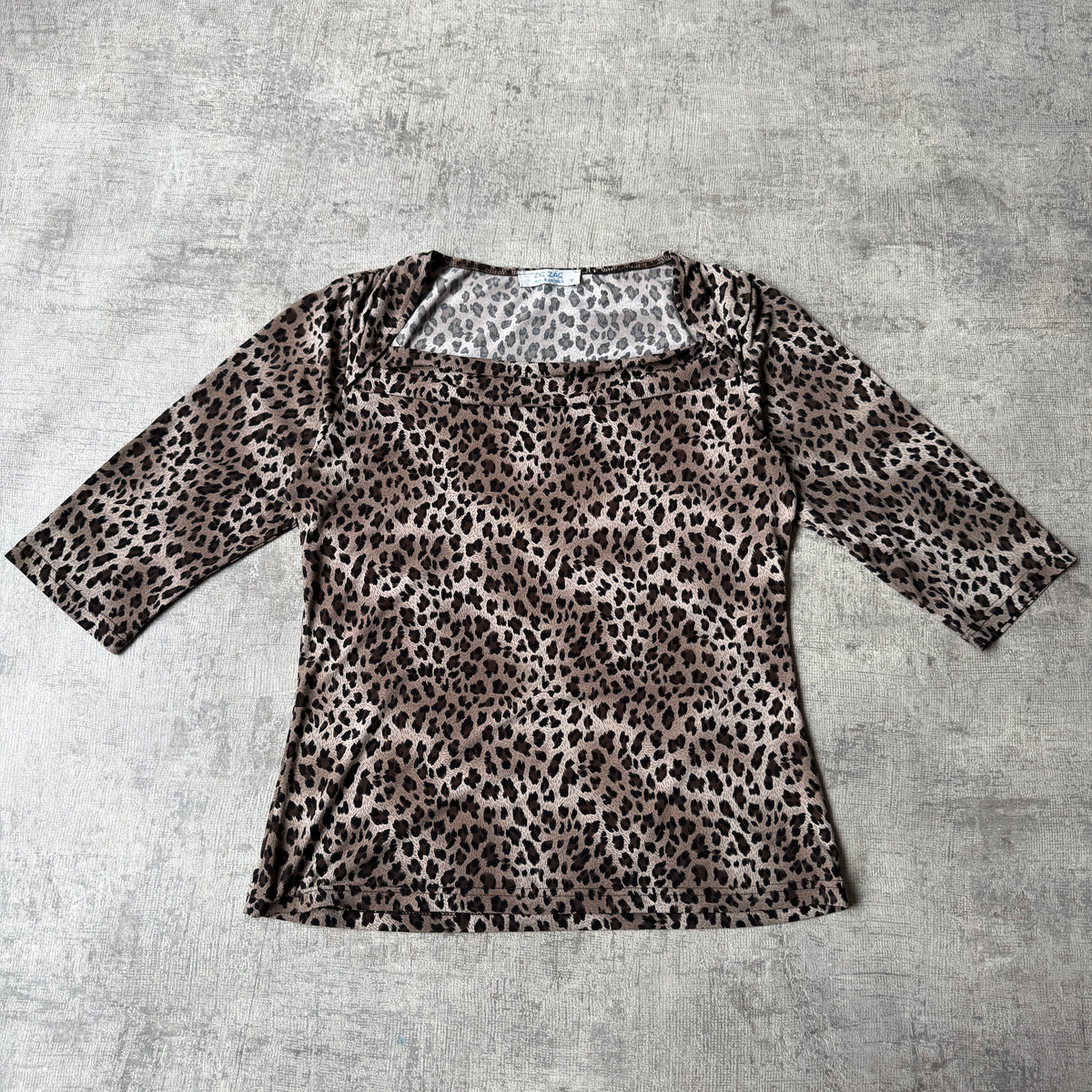 Zig Zag Womens Y2K Leopard Print Off Shoulder Top Size 12 Womens 3/4 Sleeve           -C42