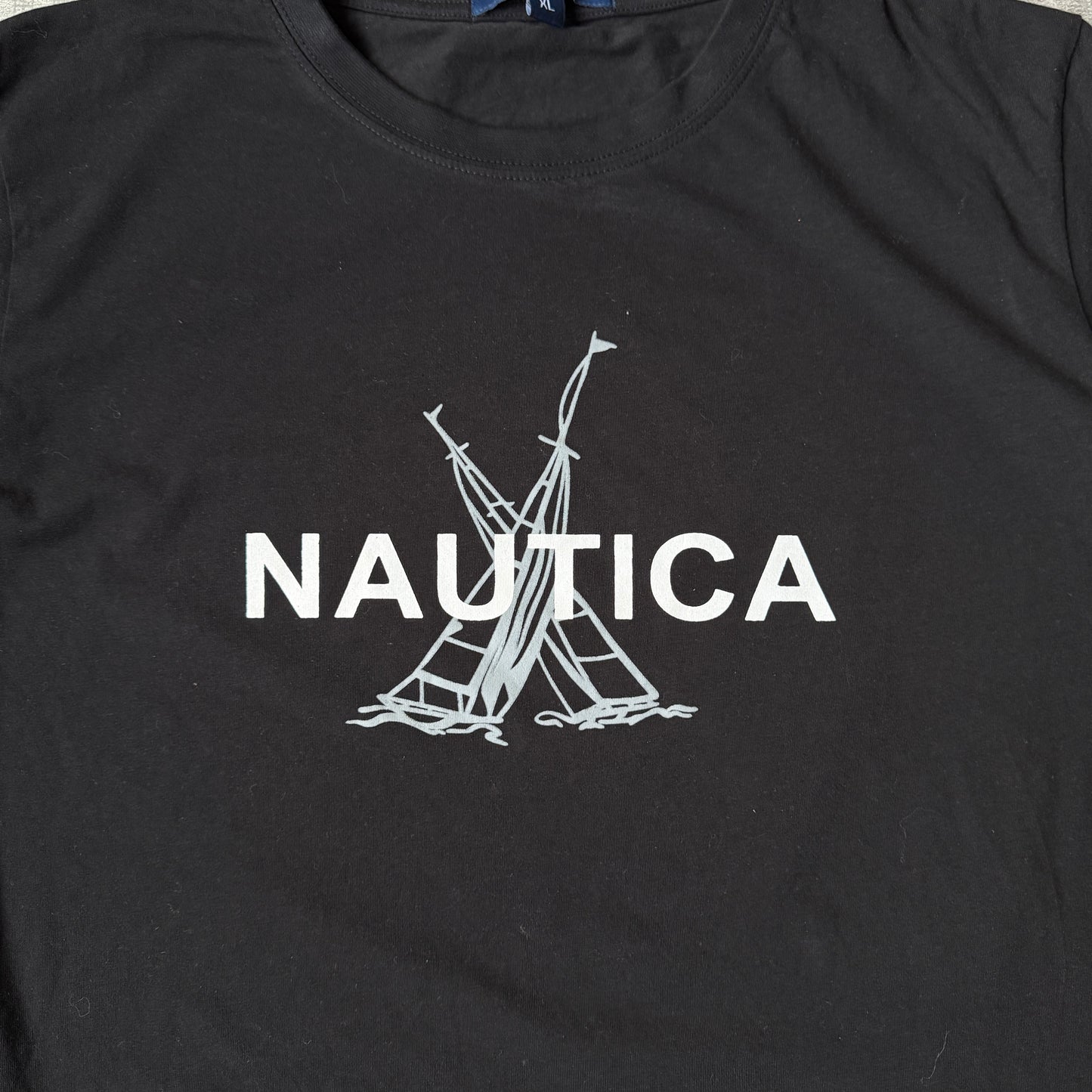 Nautica Black Flag Graphic T-Shirt Size XL Mens Y2K Tee          -G48