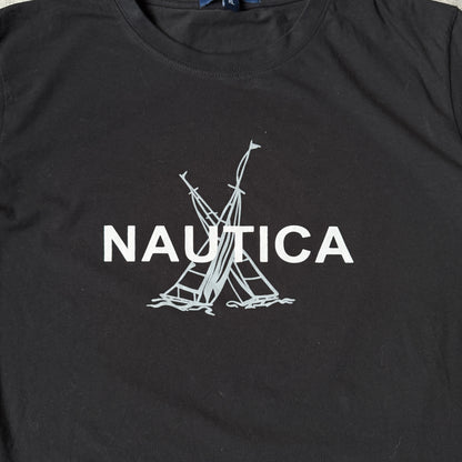 Nautica Black Flag Graphic T-Shirt Size XL Mens Y2K Tee          -G48