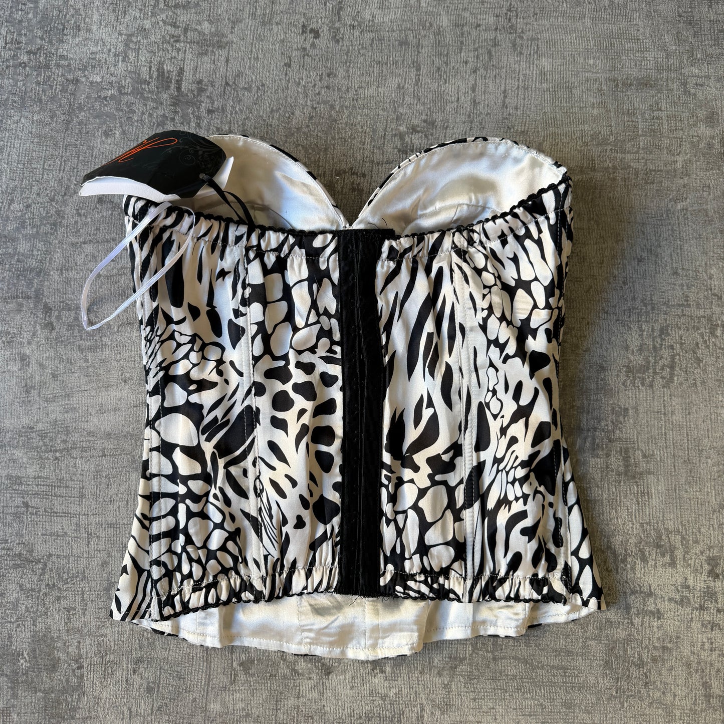 Hourglass Y2K Womens Corset Top Black White Cheetah Print NWT's            -D33