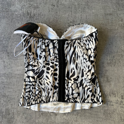 Hourglass Y2K Womens Corset Top Black White Cheetah Print NWT's            -D33