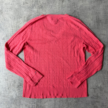 Tommy Hilfiger Womens Pink Cable Knit Sweater Size XL Womens          -C16