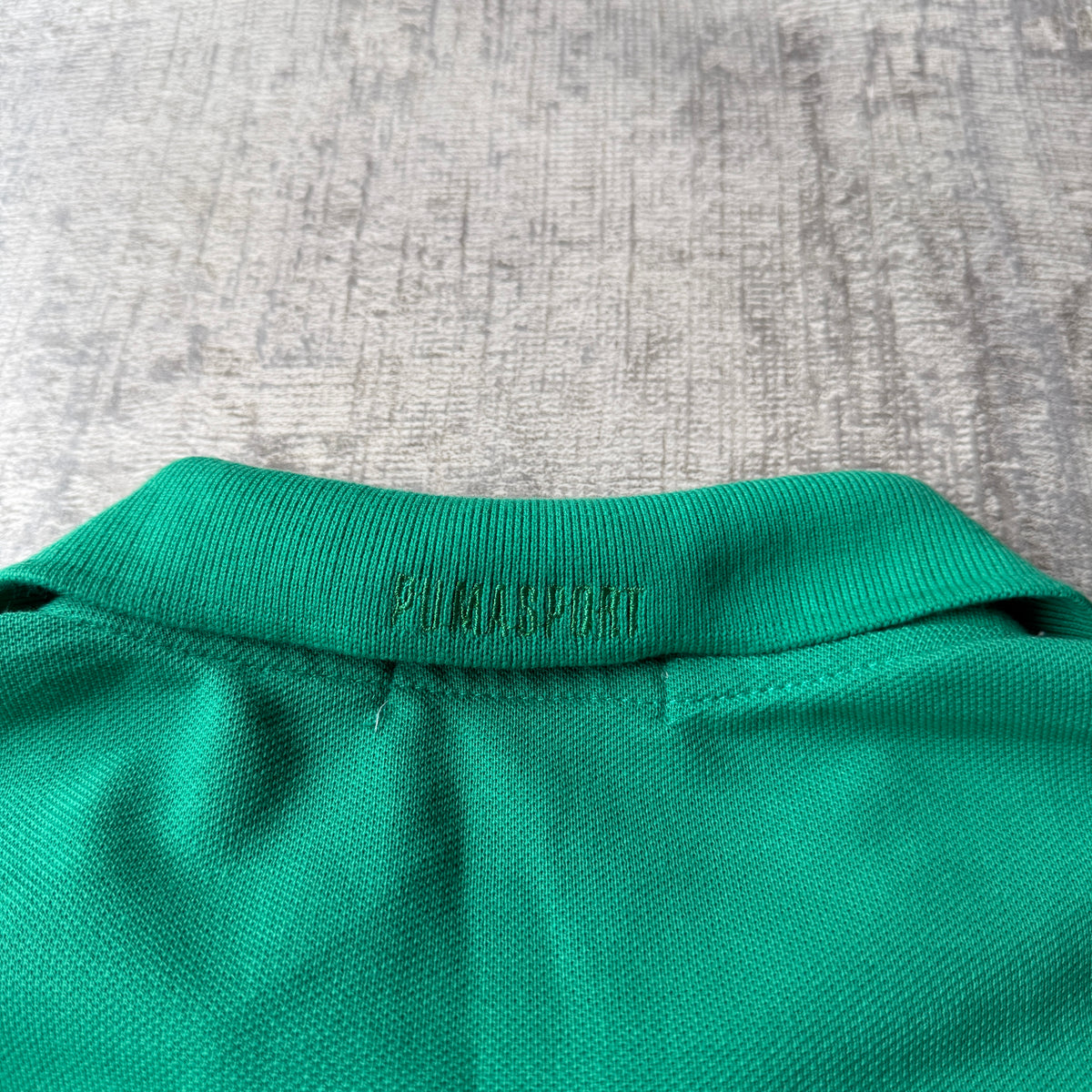 Vintage Puma Green Long Sleeve Polo Shirt Size M-L Mens             -C34
