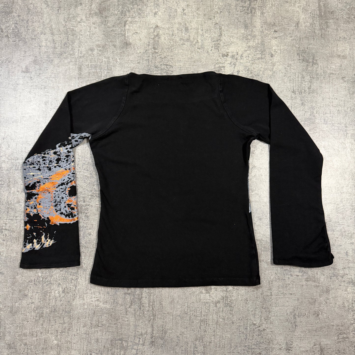 Calvin Klein Womens Black Butterfly Long Sleeve Top Size S Womens Y2K Bell Sleeve         -I36