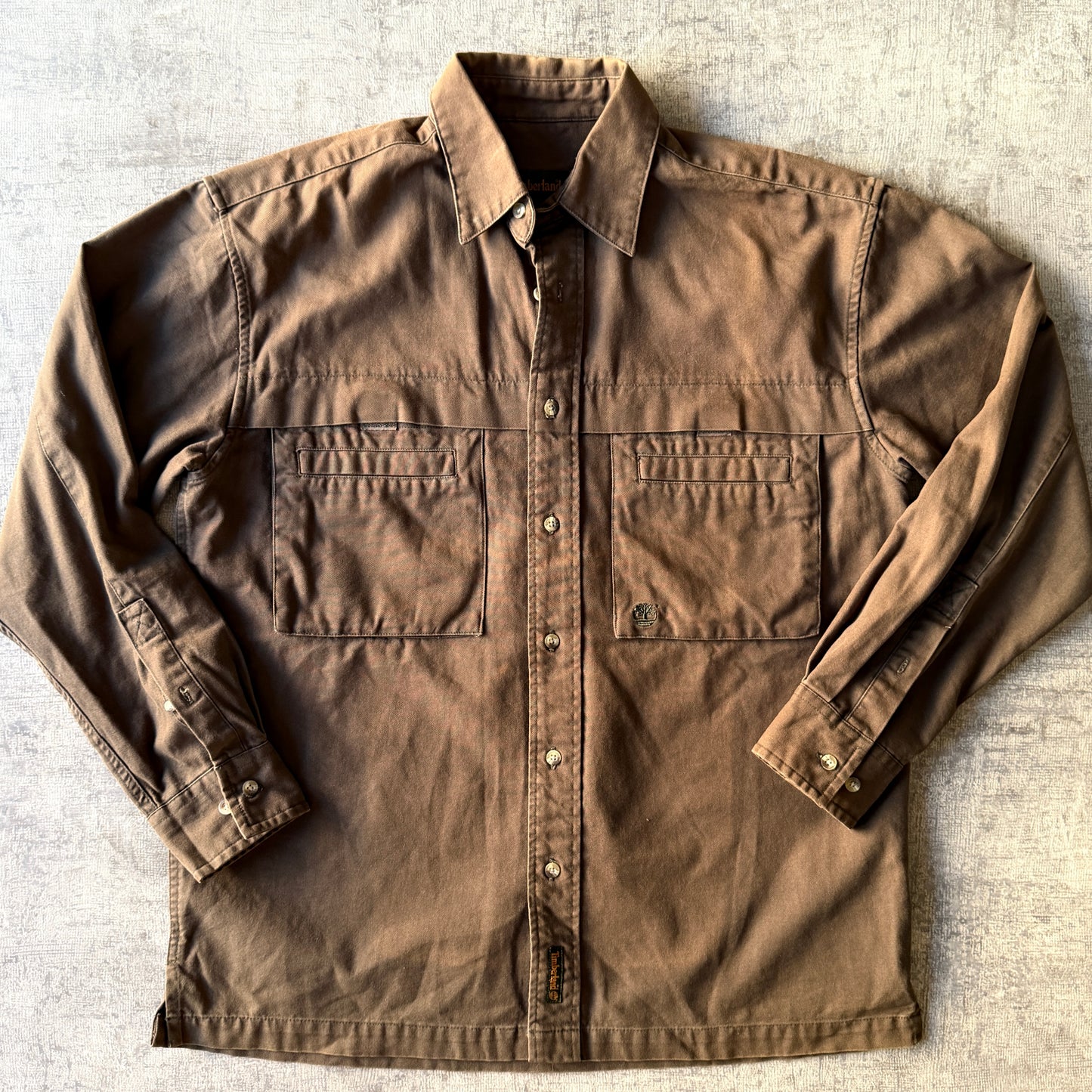 Timberland Button Up Shirt Size S Oversized Brown Thick              -B54