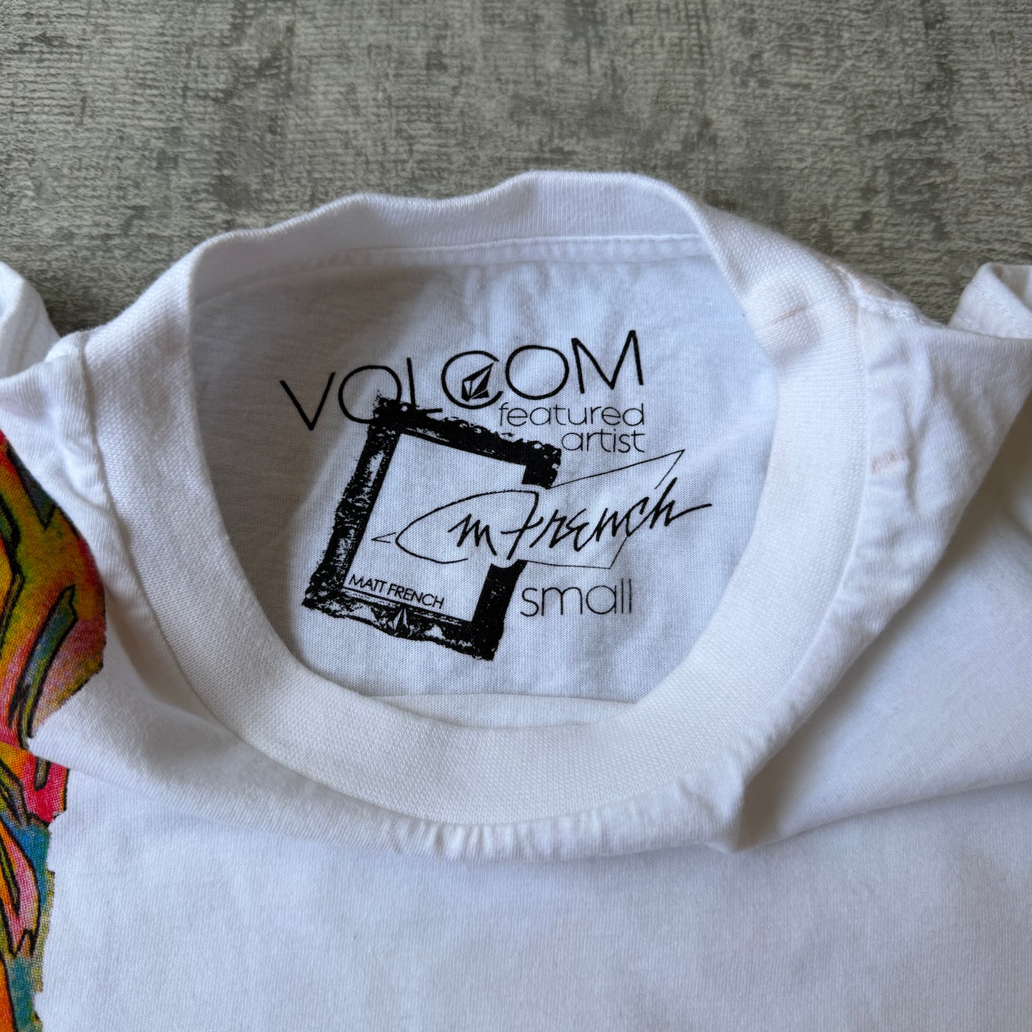 Volcom x Matt French Womens White Y2K Tiger Graphic T-Shirt Size S Long Line       -H68