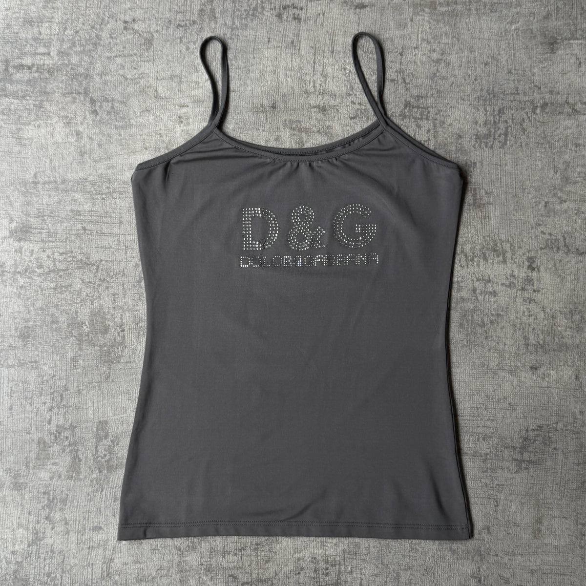 Dolce & Gabbana Grey Bejewelled Tank Top Size S Womens Y2K            -C47