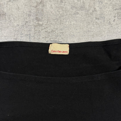 Calvin Klein Womens Black Butterfly Long Sleeve Top Size S Womens Y2K Bell Sleeve         -I36