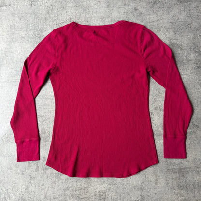 GAP Y2K Mens Long Sleeve Waffle Top Size L Pink Slim Fit             -E39