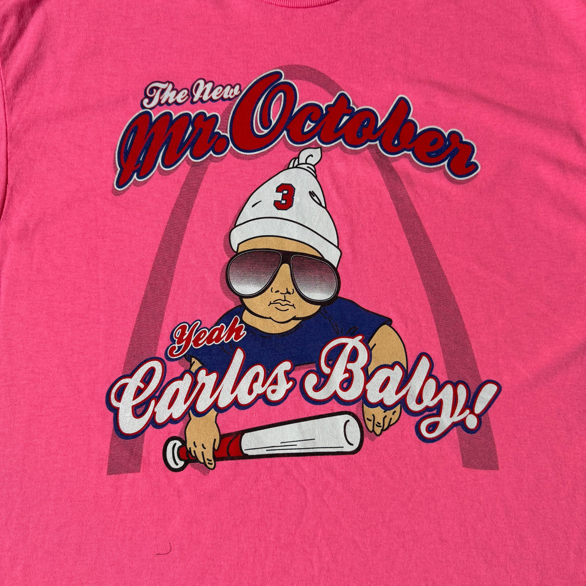 Mr October Pink Y2K Baby Graphic T Shirt Size L Mens            -G43