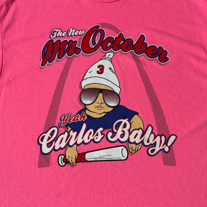Mr October Pink Y2K Baby Graphic T Shirt Size L Mens            -G43