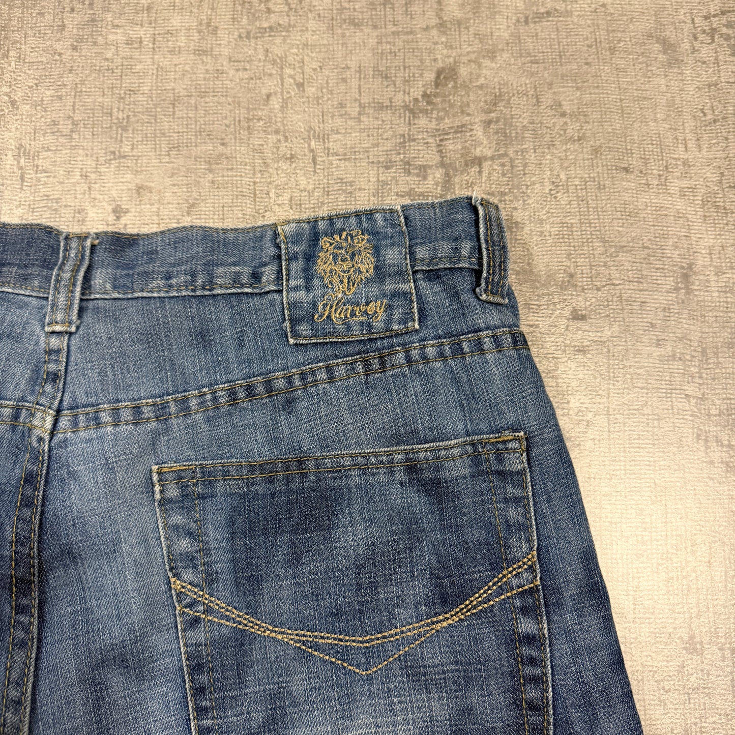 Harvey Y2K Baggy Jorts Size 34 Dark Blue Washed Denim          -I15