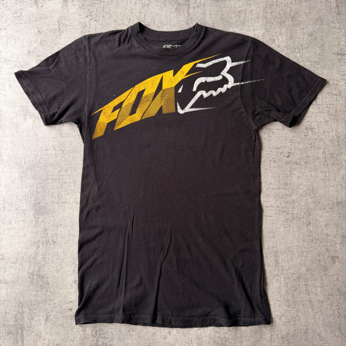 FOX Racing Y2K Graphic T-Shirt Size S Mens Black Yellow Tee                -B12