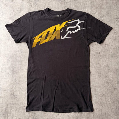 FOX Racing Y2K Graphic T-Shirt Size S Mens Black Yellow Tee                -B12