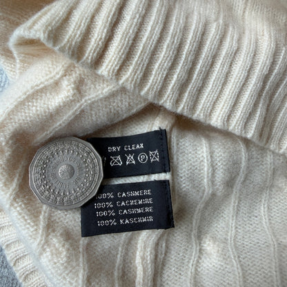 Ralph Lauren Black Label Early 2000’s Cream Off The Shoulder 100% Cashmere Knit Top Size L Womens                        -E69