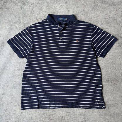 Polo Ralph Lauren Striped Polo Shirt Size XXL Mens Coloured Pony Navy/ White           -A34