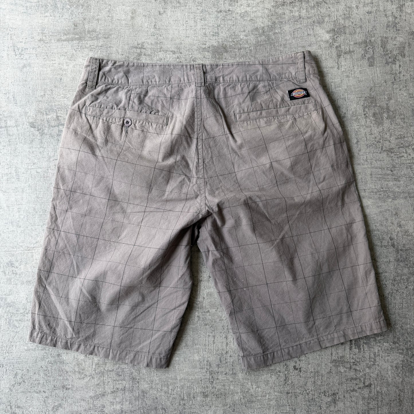 Dickies Baggy Grey Cargo Shorts Size 34 Mens Plaid Y2K              -D12