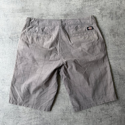 Dickies Baggy Grey Cargo Shorts Size 34 Mens Plaid Y2K              -D12