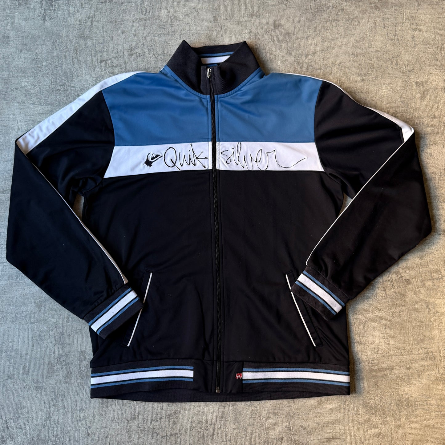 Quiksilver Y2K Track Jacket Script Graphic Size M Mens Black              -B50