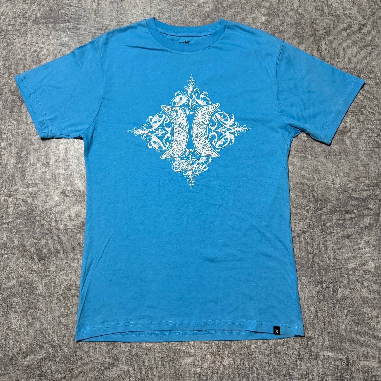 Hurley Blue Y2K Graphic Surf T-Shirt Size L Mens              -F48