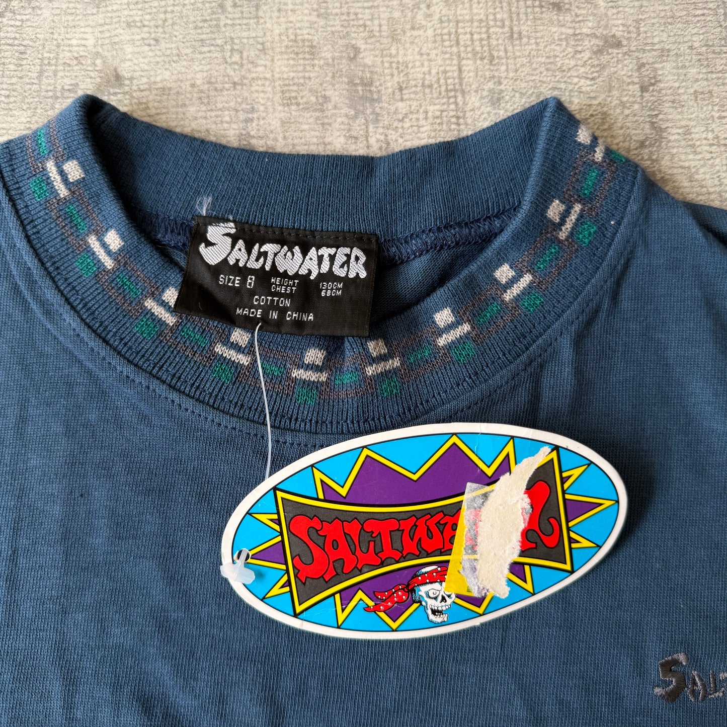 Saltwater Vintage Baby Tee Size 8y Fits XXS Womens Blue NWT's              -C68