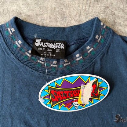 Saltwater Vintage Baby Tee Size 8y Fits XXS Womens Blue NWT's              -C68