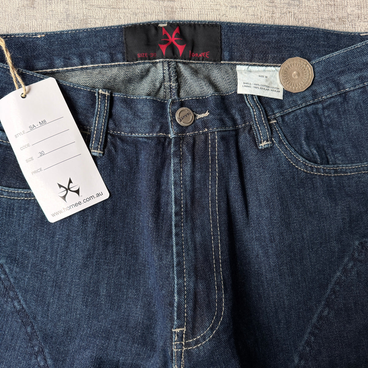 Hornee Y2K Deadstock Motorcycle Jeans Size 30 Dark Blue Denim Straight Leg NWTs         -H11