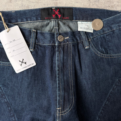 Hornee Y2K Deadstock Motorcycle Jeans Size 30 Dark Blue Denim Straight Leg NWTs         -H11