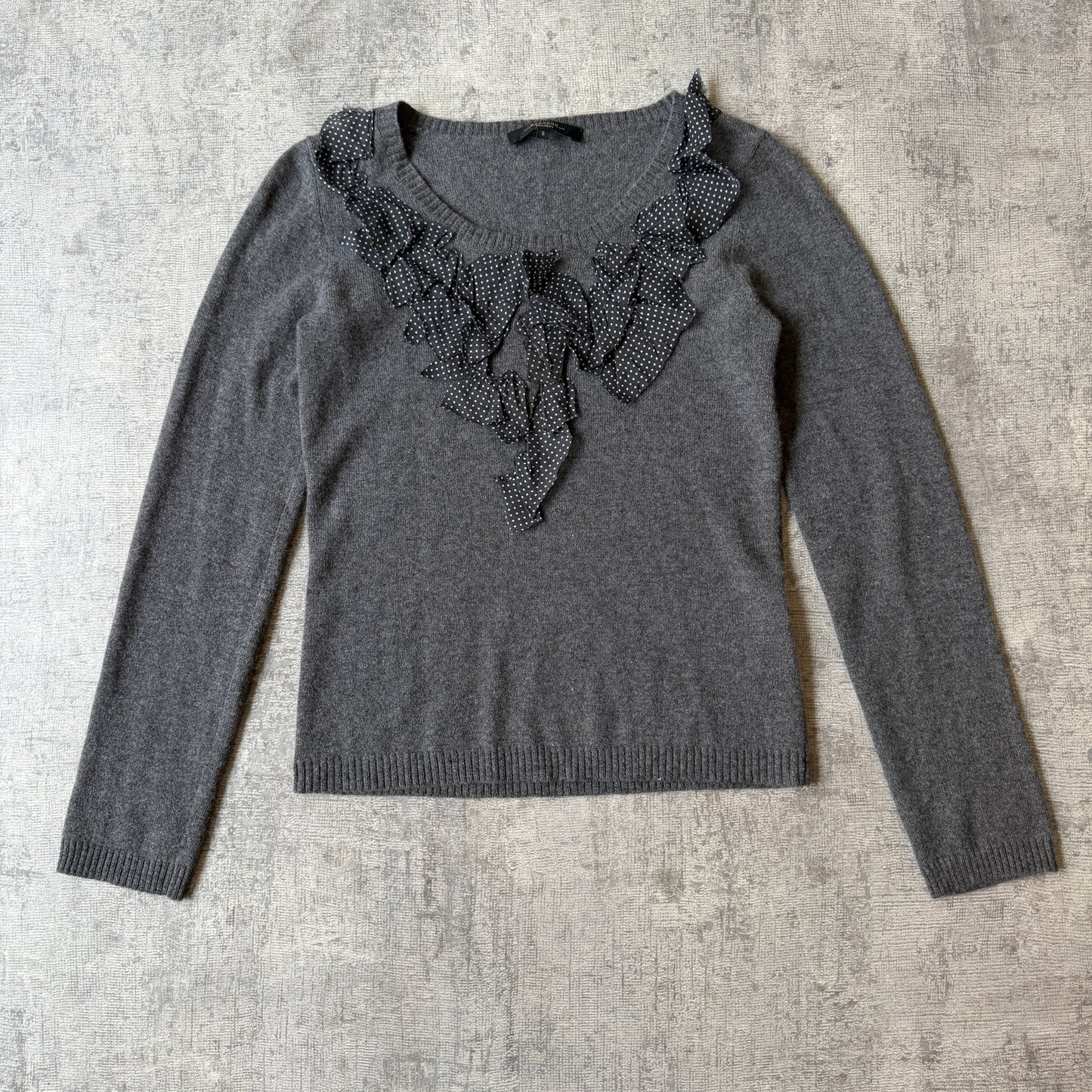 Max Mara Weekend Grey 100% Cashmere Swester Size S Womens Silk Trim         -H69