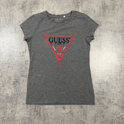 GUESS USA Women’s Grey Y2K Fitted Graphic Tee Size M Top               -I43