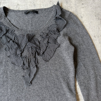 Max Mara Weekend Grey 100% Cashmere Swester Size S Womens Silk Trim         -H69