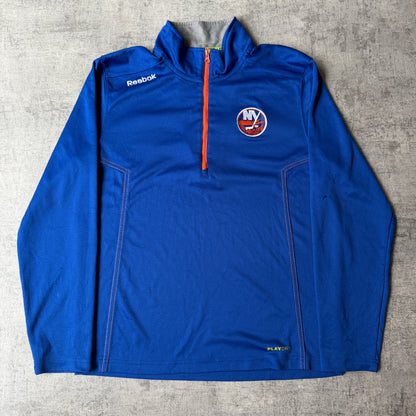 Reebok NY Islanders NHL Blue Orange Quarter Zip Jacket Size M           -H30