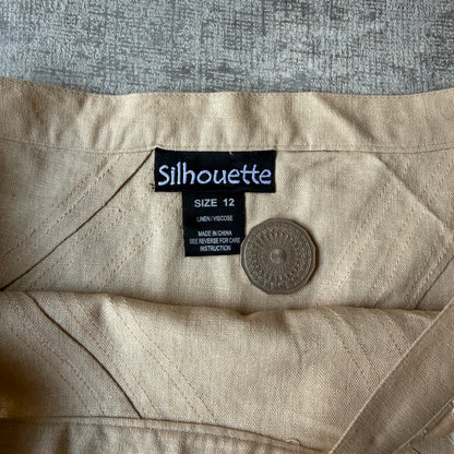 Silhouette Vintage Pleated Maxi Skirt Size 12 Womens Beige              -B59