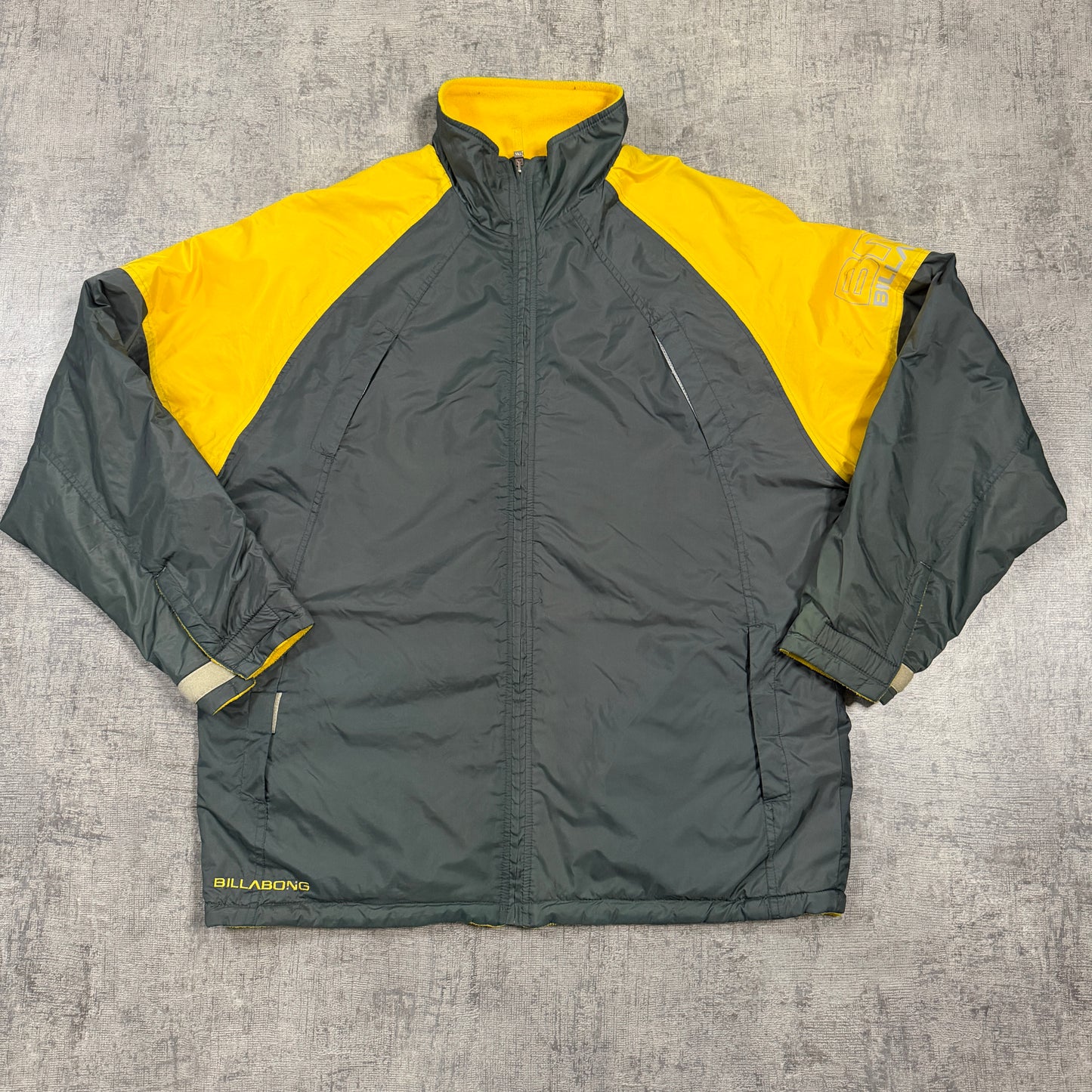 Billabong Reversible Jacket Grey Yellow Two Tone Fits XL Mens Y2K Jacket           -I34