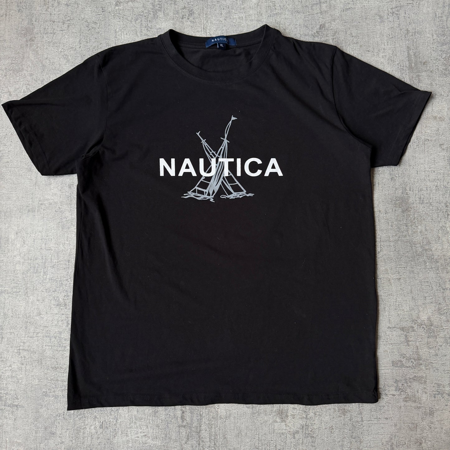 Nautica Black Flag Graphic T-Shirt Size XL Mens Y2K Tee          -G48